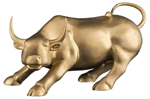 Opaque Gold Ceramic Wall Street Bull Sculpture from VGnewtrend