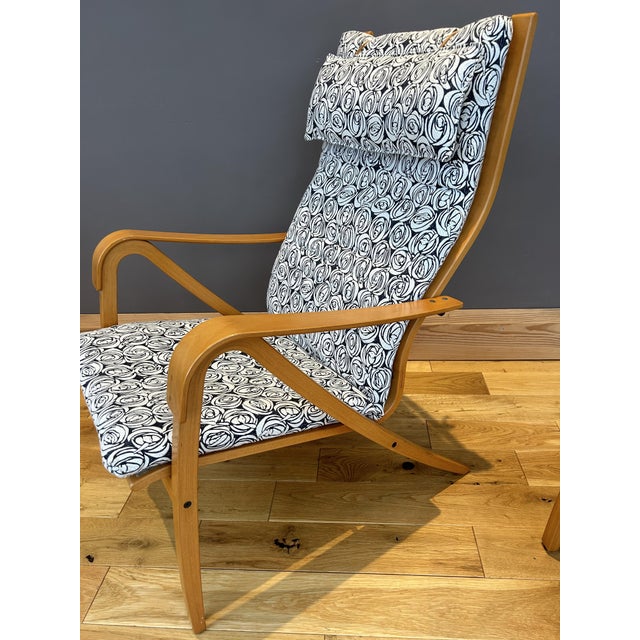 Wood Set of Vintage Chair with Footstool by Simo Heikkila for Ikea, 1990s For Sale - Image 7 of 18