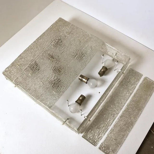 Large Textured Glass Square Flush Mount from Kalmar, Austria, 1960s For Sale - Image 11 of 18