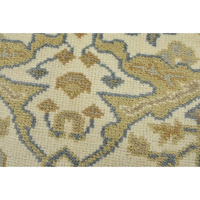 Oushak Runner 2’7” X 7’11” Ivory Wool Tribal Hand-Knotted Oriental Rug For Sale - Image 4 of 12