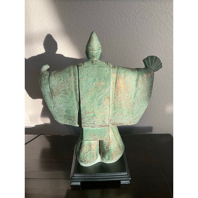 Austin Productions Japanese Noh Dancer Sculpture in Verdigris Finish, Circa 1981 For Sale - Image 11 of 12