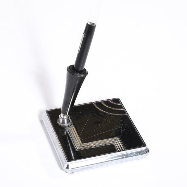 Chrome Art Deco Geometric Squared Base Chrome & Bakelite Fountain Pen Signed Esterbrook For Sale - Image 8 of 16