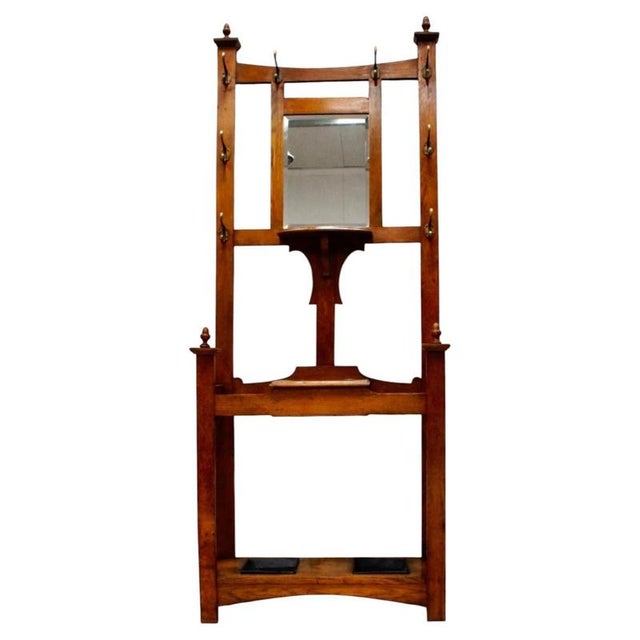 Early 20th Century Antique English Arts and Crafts Oak Hall Stand, 1900 For Sale - Image 5 of 5