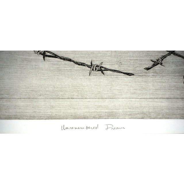 1980s "Unremembered Dream" Dragon Fly and Barbed Wire - Intaglio Print by Tomoya Uchida For Sale - Image 5 of 5