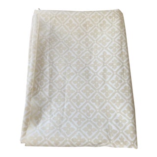 Quadrille Puccini White on White Hand Printed Linen Fabric For Sale