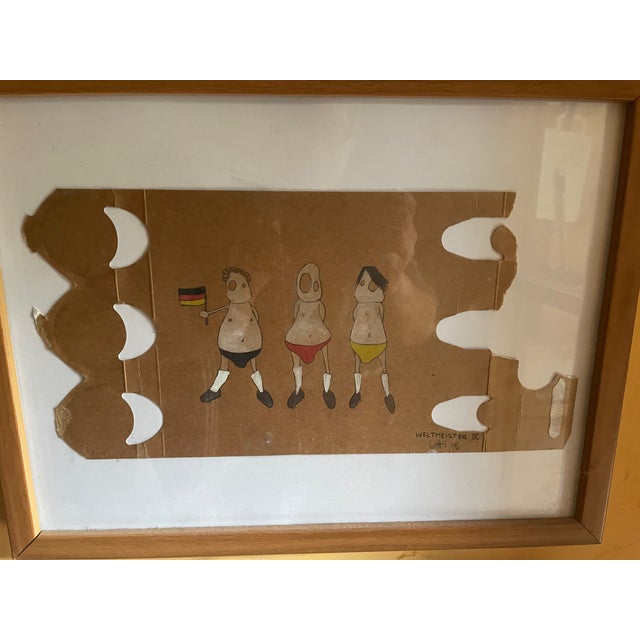 Bettina Gladisch, Figurative Caricatures: World Champions I to IV, 2006, Mixed Media on Paper, Framed, Set of 4 For Sale - Image 6 of 15