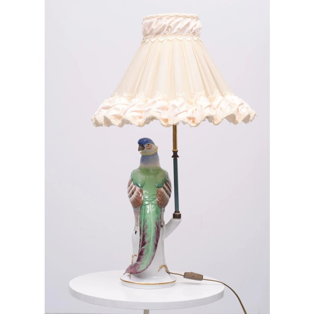 Blue Porcelain Pheasant Table Lamp, Germany, 1950s For Sale - Image 8 of 15