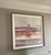 Oversized framed abstract artwork featuring layered washes of blush, mauve, dusty rose, rust, muted blue, gray and soft...