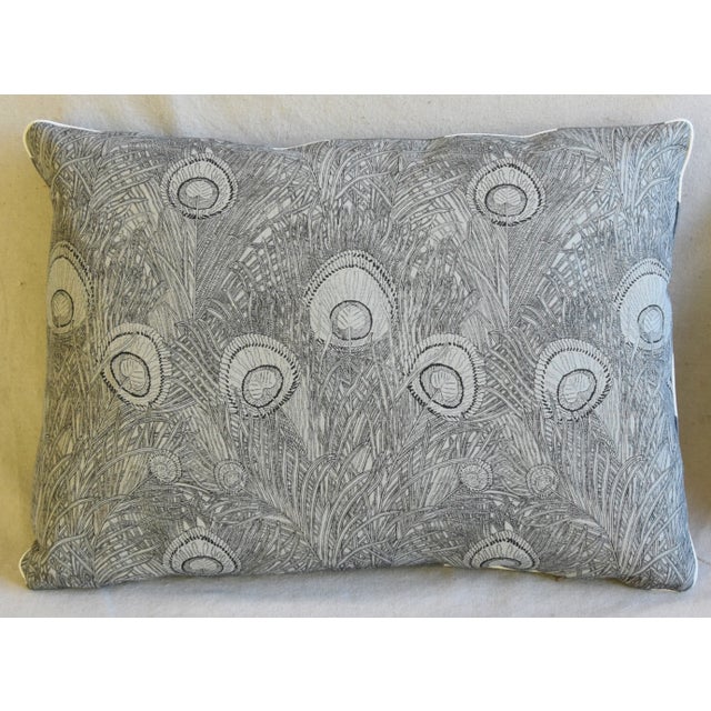 Mid-Century Modern Designer Peacock Feather Linen Feather/Down Pillows 22" X 16" - Pair For Sale - Image 3 of 13