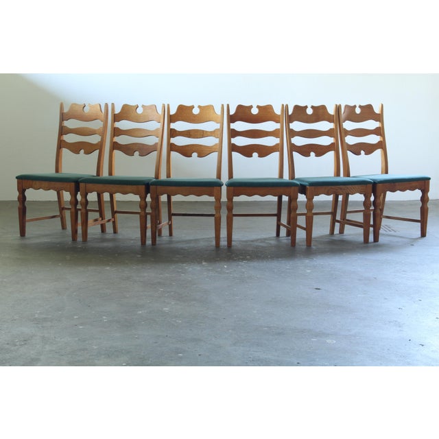 Vintage Razorblade High Back Dining Chairs by Henning Kjærnulf, Denmark, 1960s, Set of 6 For Sale - Image 14 of 18