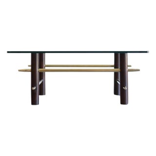 Vintage Mahogany and Brass Coffee Table, C. 1950s For Sale