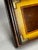 Wood Vintage Hollywood Regency Campaign Style Golden Yellow Leather and Brass Tabletop Picture Frame For Sale - Image 7 of 11