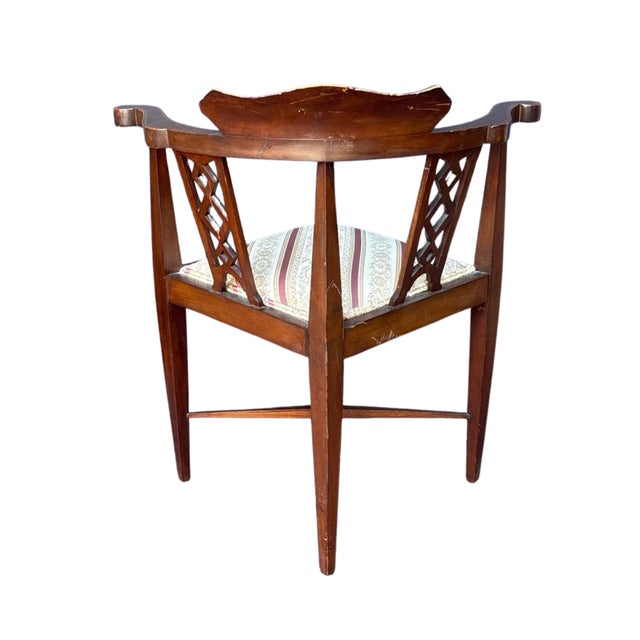 Antique Edwardian Sheraton Revival Inlaid Mahogany Corner Chair, Circa 1900 For Sale - Image 4 of 18