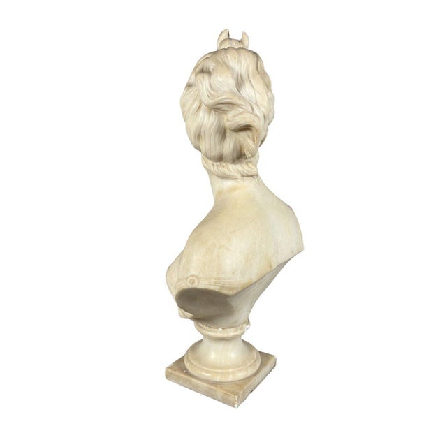 19th Century White marble sculpture, bust of Diana after Jean-Antoine Houdon (1741-1828) For Sale - Image 5 of 5