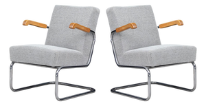 Functionalist Cantilever Chairs with Wooden Armrests, 1930, Set of 2