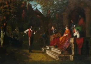 19th Century Neoclassical Spanish Large Genre Painting Attributed