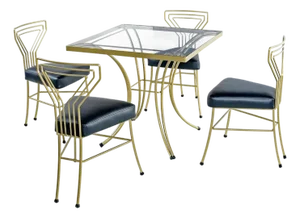 Restored Salterini Style Art Deco Square Table Outdoor Patio Dining Set