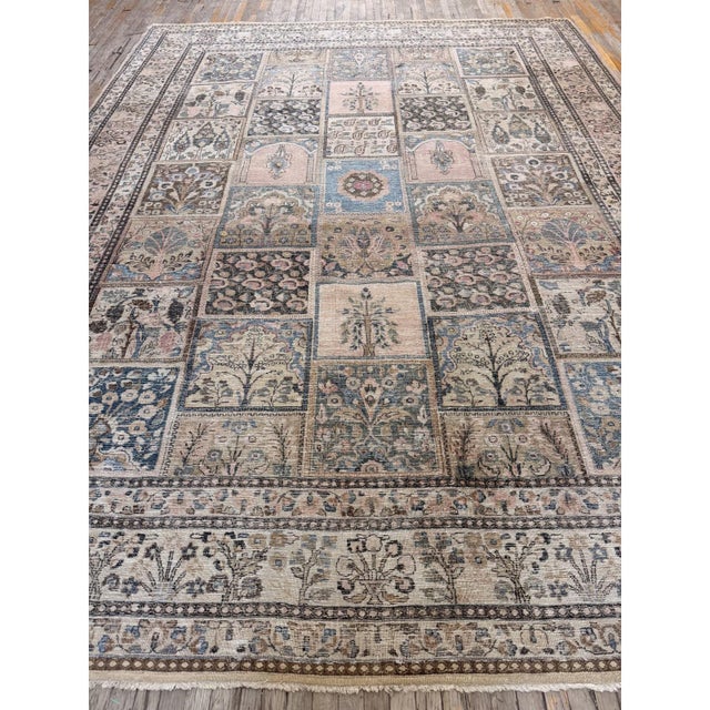 Shabby Chic 1750s Beige Antique Khorassan Moud Garden Design Distressed Shabby Chic Rug 8' 7"x 12' 9" For Sale - Image 3 of 6
