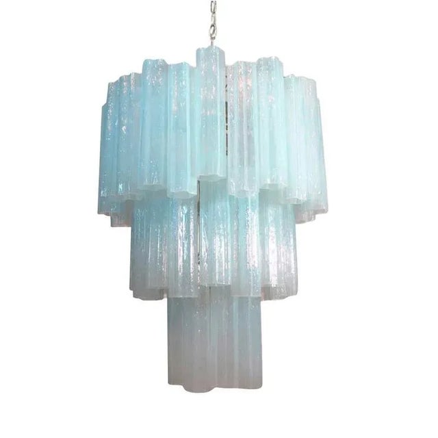 Ice Blue Murano Glass Tubular Chandelier For Sale - Image 10 of 10