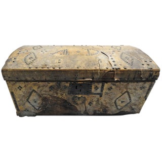 19th Century Spanish Colonial Trunk Covered in Hide For Sale