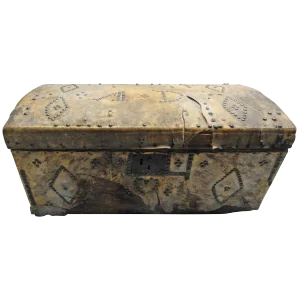19th Century Spanish Colonial Trunk Covered in Hide