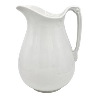 Large Vintage English White Ironstone Pitcher For Sale