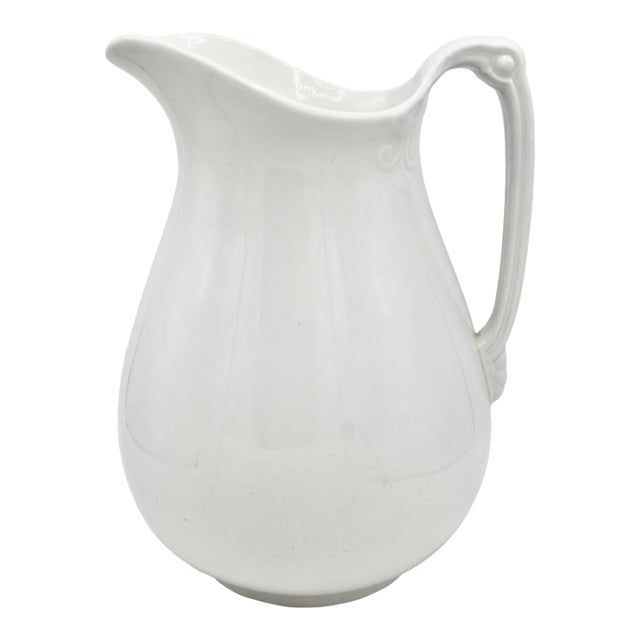 Large Vintage English White Ironstone Pitcher For Sale