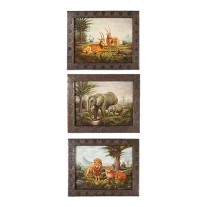Group of Three Oil Paintings of African Animals