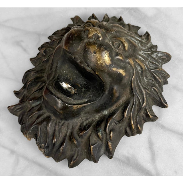 Vintage Victorian Architectural Cast Brass Lions Head Wall Art For Sale - Image 4 of 8