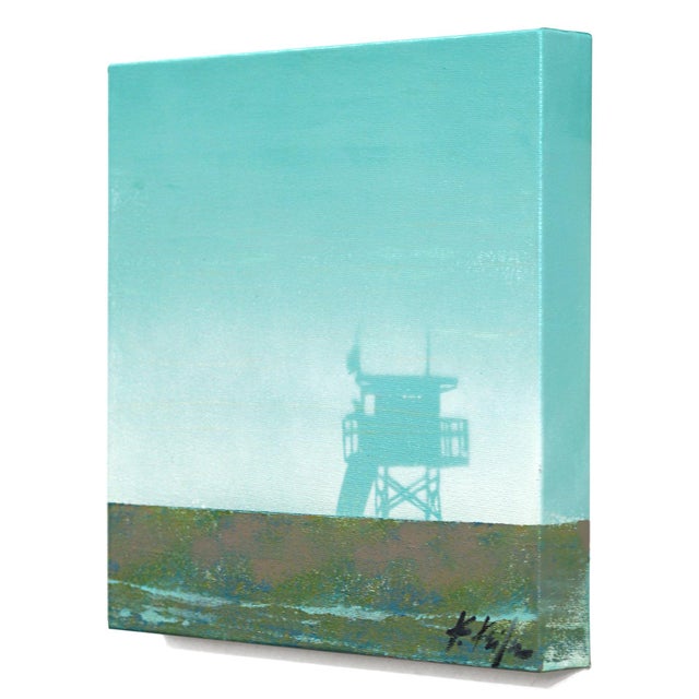 Contemporary Seafoam Summer - Original Coastal Beach Landscape Acrylic Painting on Canvas For Sale - Image 3 of 9