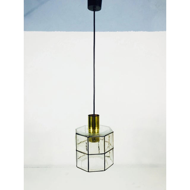 Glashütte Limburg 1960s Mid-Century Iron and Bubble Glass Pendant Lamp by Glashütte Limburg For Sale - Image 4 of 11