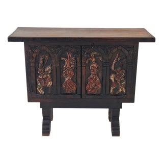 Vintage Spanish Colonial Carved and Painted Sideboard, 1940s For Sale