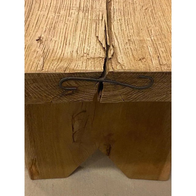 Oak Live Edge Console Table or Desk, France, 1950's For Sale - Image 11 of 12