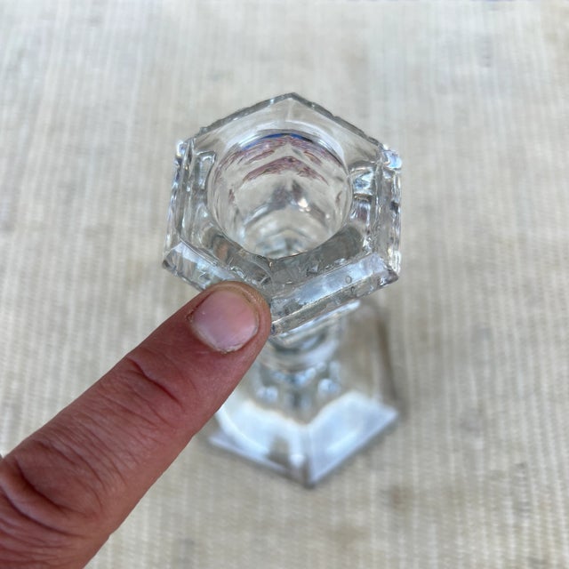 A Nice Antique American Pressed Flint Glass Candlestick, Circa 1850's For Sale - Image 6 of 10
