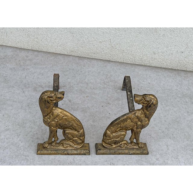 Bronze Dogs Fireplace Andirons, 1930s, Set of 2 For Sale - Image 4 of 12