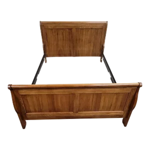 Vintage Traditional Louis Phillipe Style Queen Size Sleigh Bed