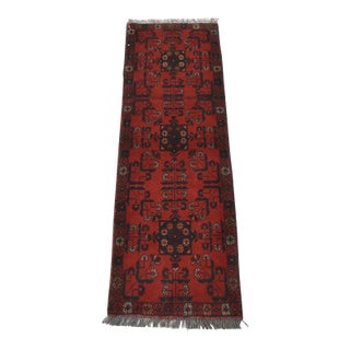 Turkmen Runner 1’7” X 4’10” Red Wool Tribal Hand-Knotted Oriental Rug For Sale