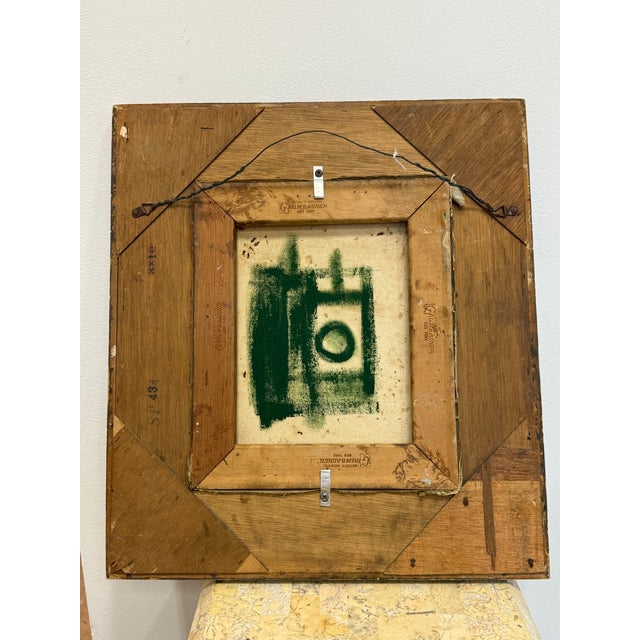 Wood Vintage Abstract Oil on Canvas Original Frame For Sale - Image 7 of 7