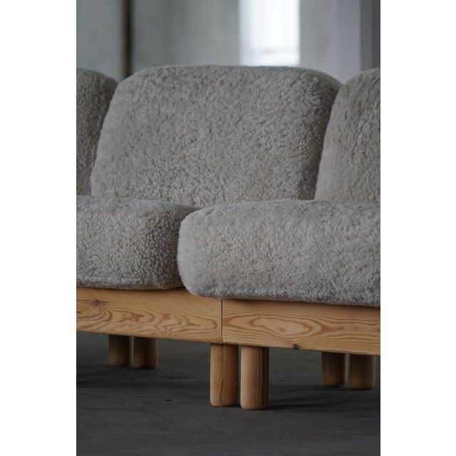 Danish Modern Three-Seater Sofa in Pine and Lambswool, 1980s For Sale - Image 10 of 18