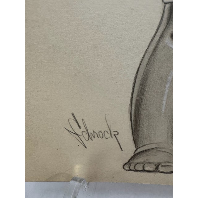 1940s Original Signed Graphite Illustration of Standing Baby Figure, 11 × 7.25 In. For Sale - Image 5 of 6
