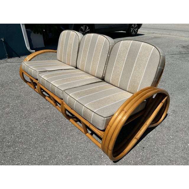 Mid-Century Modern Restored 3-Seater Vintage Rattan Sofa For Sale - Image 3 of 16