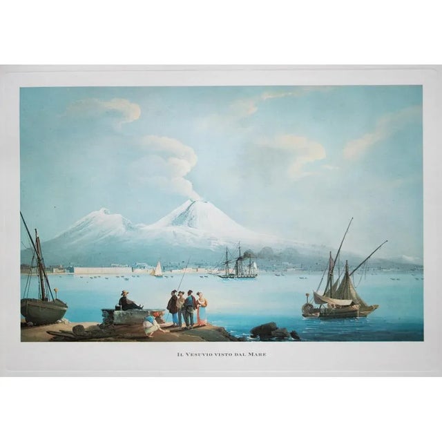 First Edition Full-Color Print of painting "Vesuvio, Eruzione di Cenere dal Mare" (Vesuvius, Ash Eruption Seen from the...