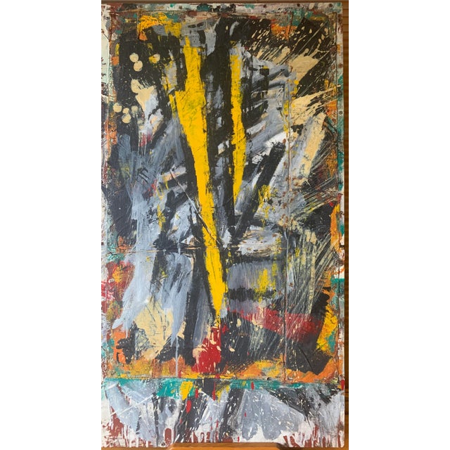 Rubio "Wild" 1989 Collage and paint on board 23x41.75" Signed and dated in paint on reverse Very Good Condition - Minor...