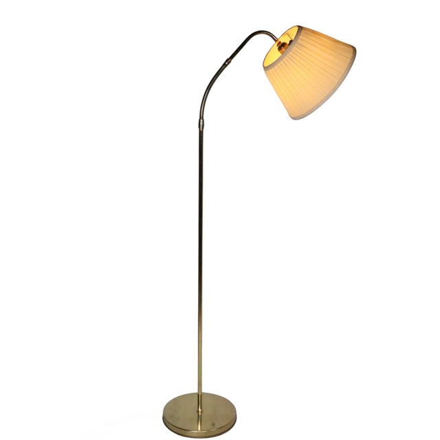 Mid 20th Century Brass Gooseneck Floor Lamp For Sale - Image 13 of 15