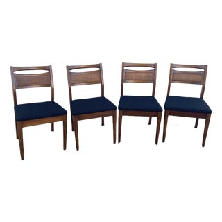 Set of 4 Attributed to Merton Gershun for American of Martinsville "Accord" Walnut & Cane Dining Chairs For Sale