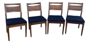 Set of 4 Attributed to Merton Gershun for American of Martinsville "Accord" Walnut & Cane Dining Chairs