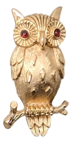 Vintage 1960s Signed Crown Trifari Goldtone Owl Brooch