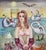 Swan Lake by Zoa Ace | Oil on canvas Woman in a pink dress with swans and animals by a lake. For Sale