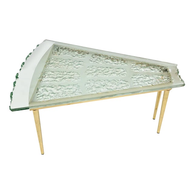 Mid-Century Modern Chiseled Glass Coffee Table attributed to Max Ingrand for Fontana Arte, 1950s For Sale