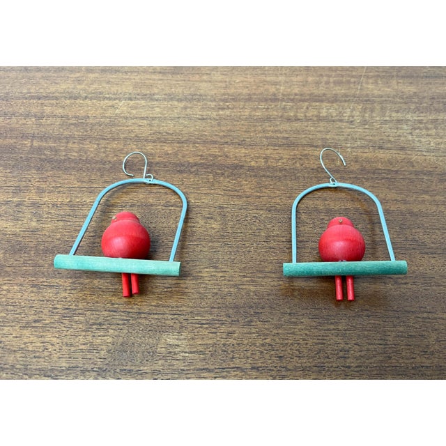 Mid-Century Modern Red Bird Hangers from Aarikka, Finland, 1960s, Set of 2 For Sale - Image 6 of 12